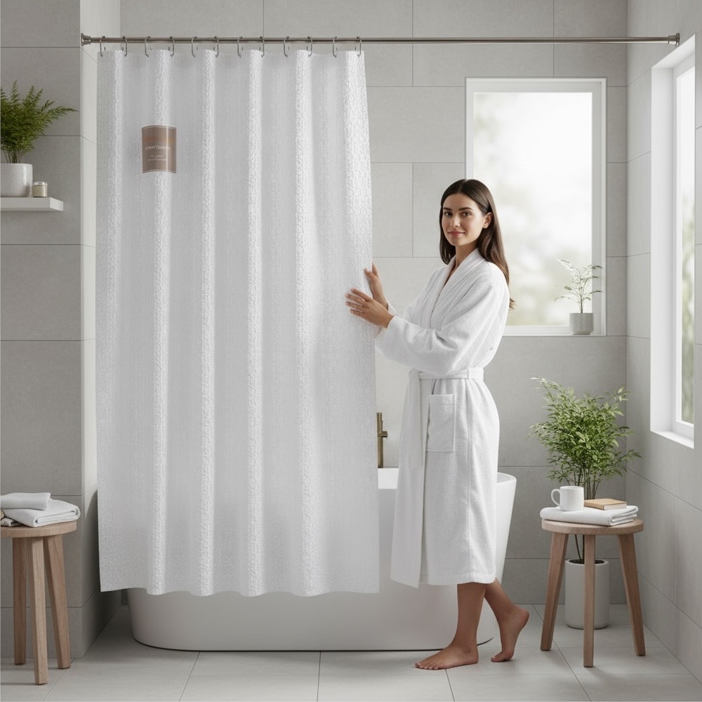 NIP Richloom Home Fashions White Textured Shower Curtain 72X72 NIP Xmas gift Co.